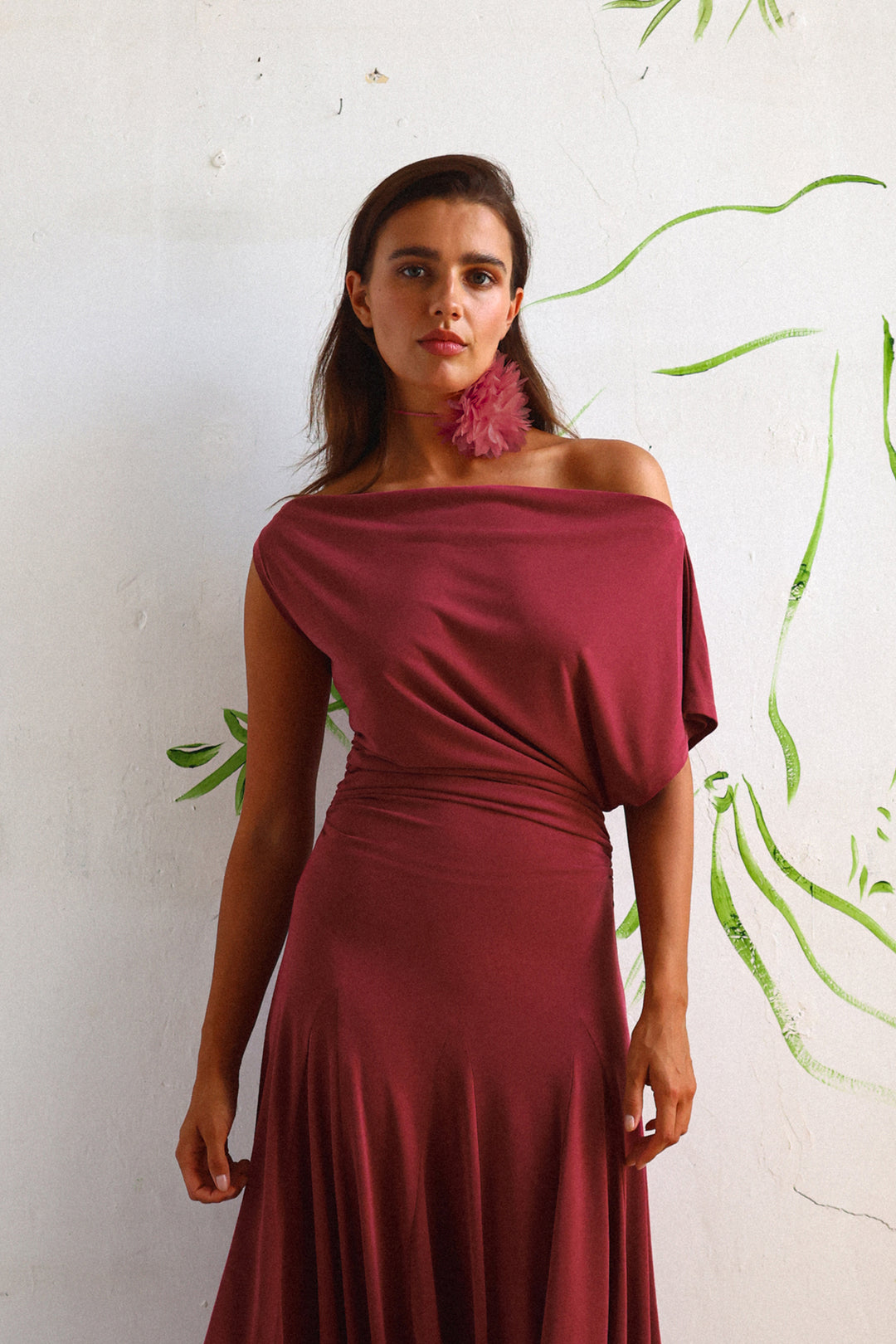 VESTIDO MIDI PUNTO ASIMETRICO NIA