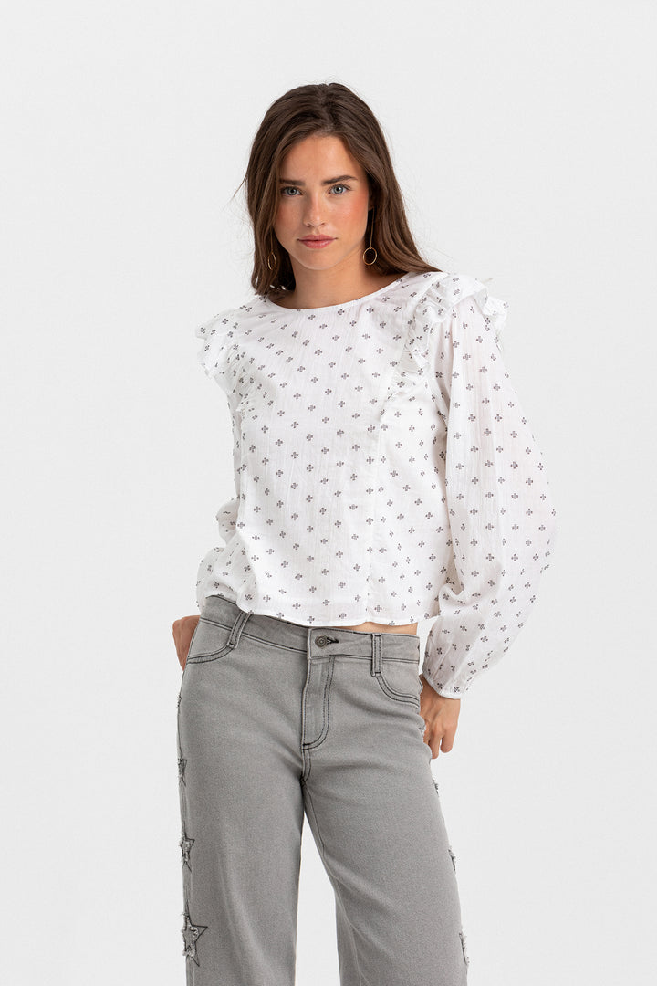 BLUSA BORDADA VOLANTES