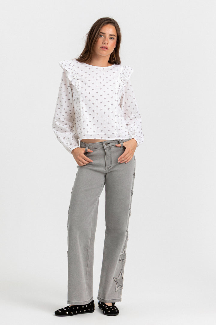 BLUSA BORDADA VOLANTES
