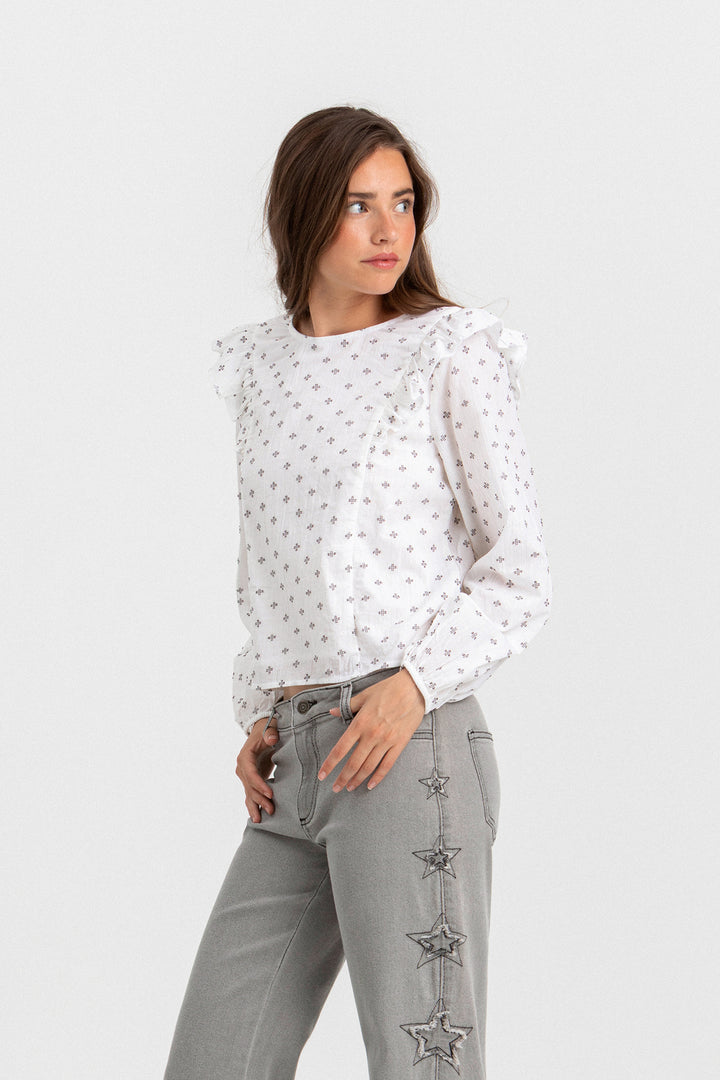 BLUSA BORDADA VOLANTES
