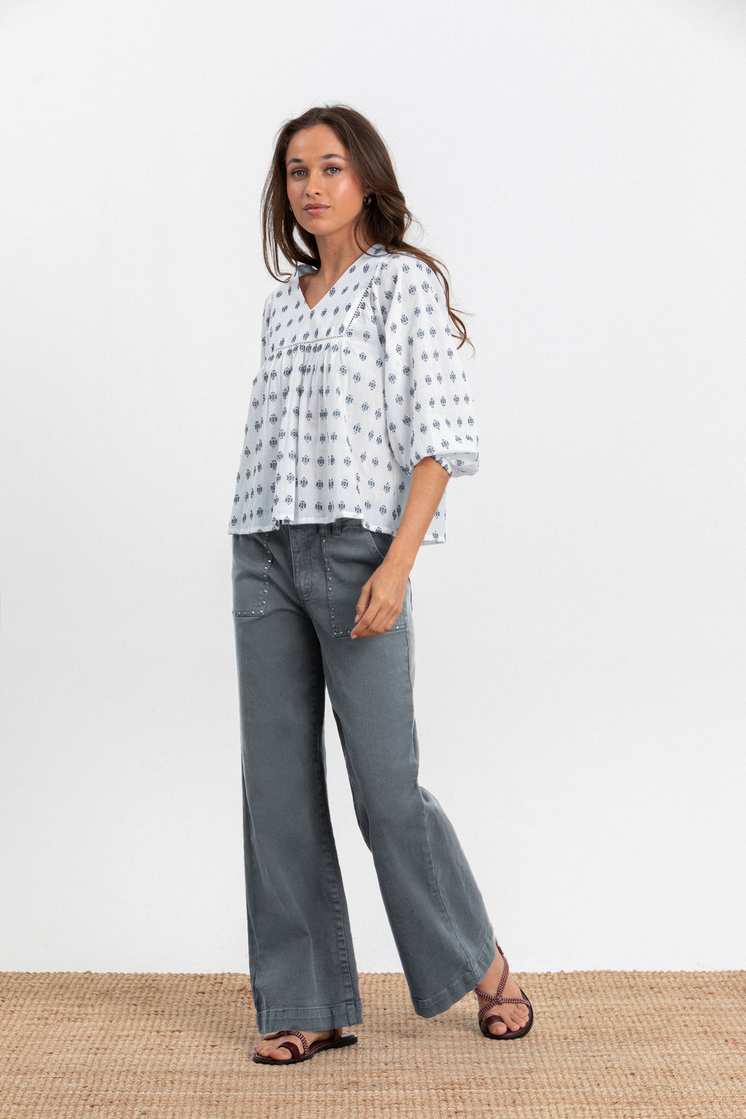 EMBROIDERED YOKE BLOUSE