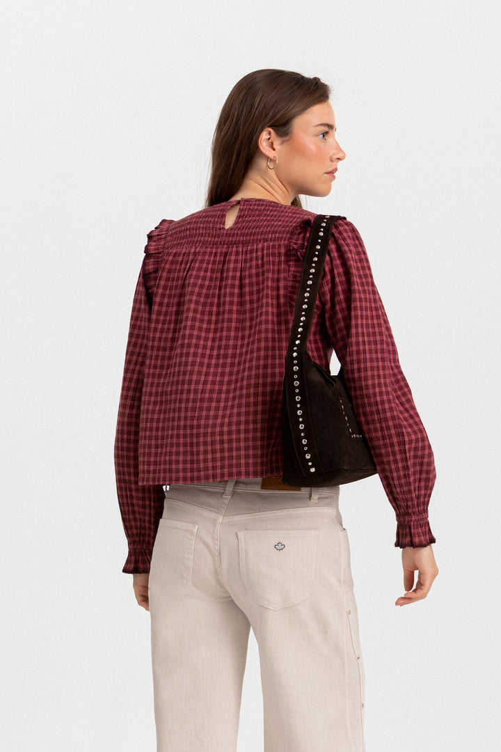 BLUSA CUADROS VOLANTES