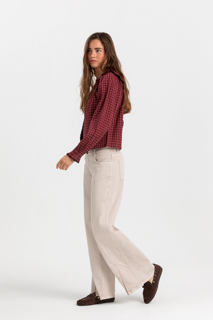 BLUSA CUADROS VOLANTES