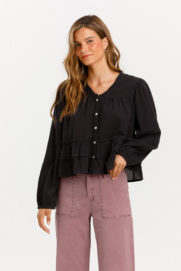 BLUSA DETALLE DOBLE VOLANTE