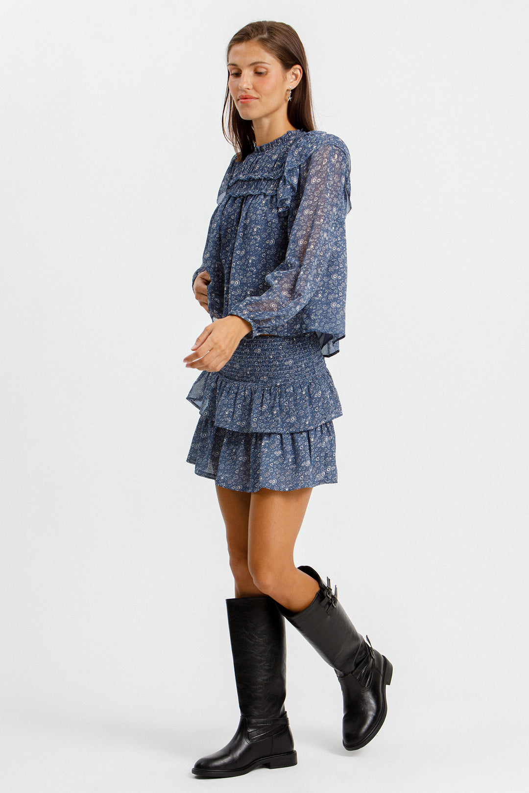BLUSA VOLANTES ESTAMPADA