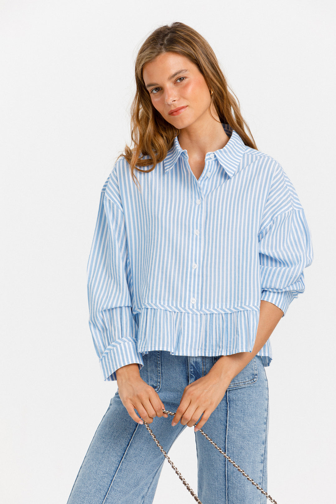 RUFFLE STRIPED SHIRT