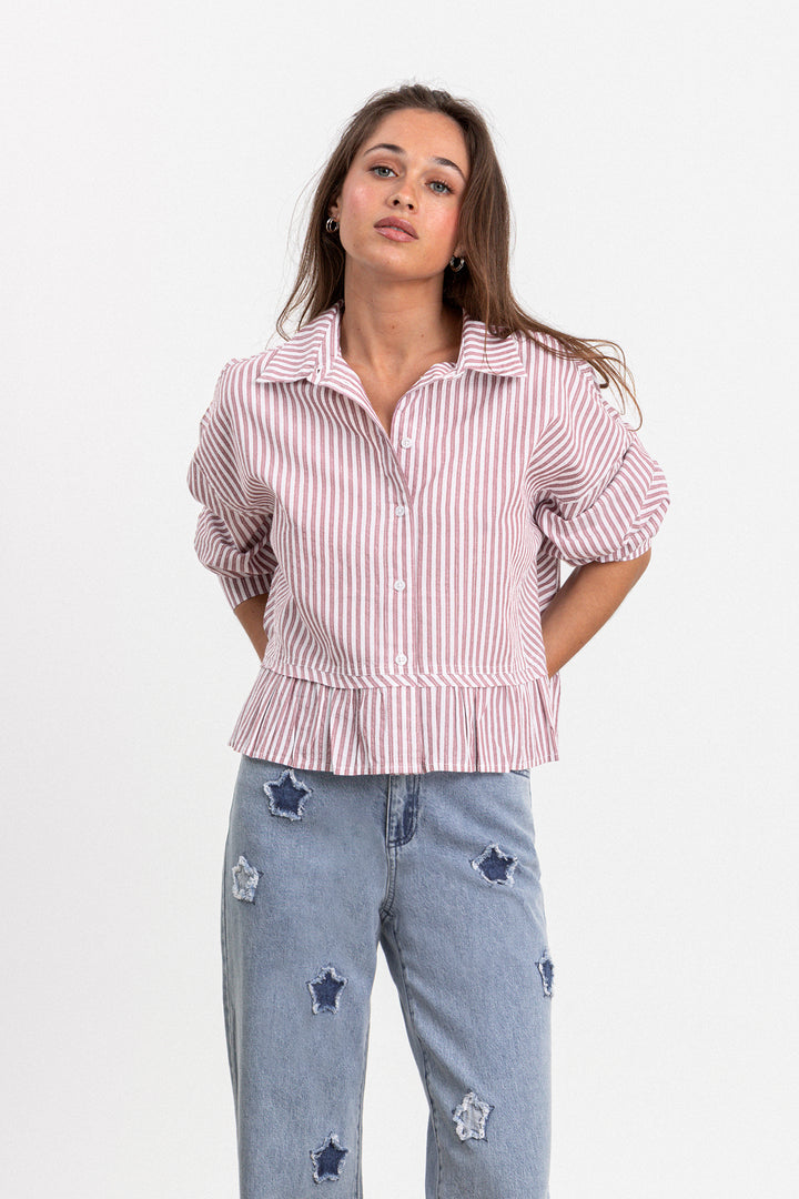 RUFFLE STRIPED SHIRT