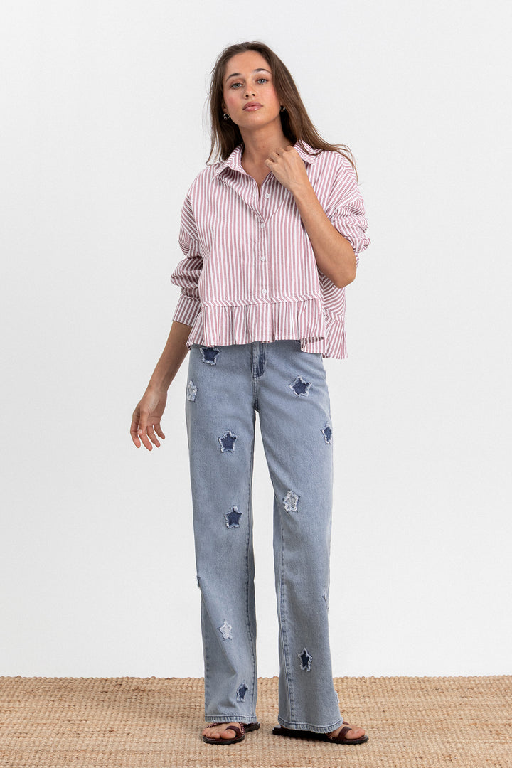 RUFFLE STRIPED SHIRT