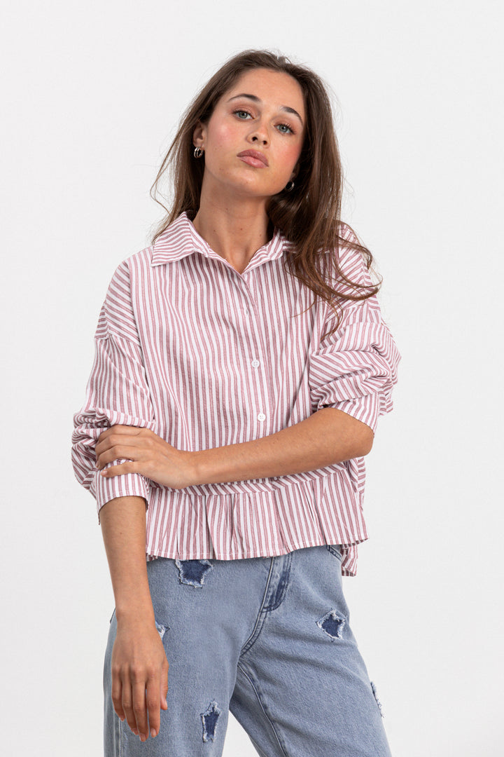 RUFFLE STRIPED SHIRT