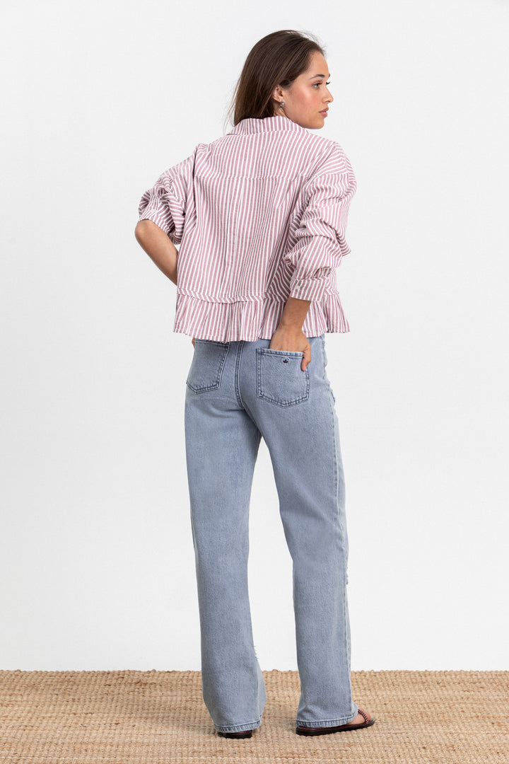 RUFFLE STRIPED SHIRT
