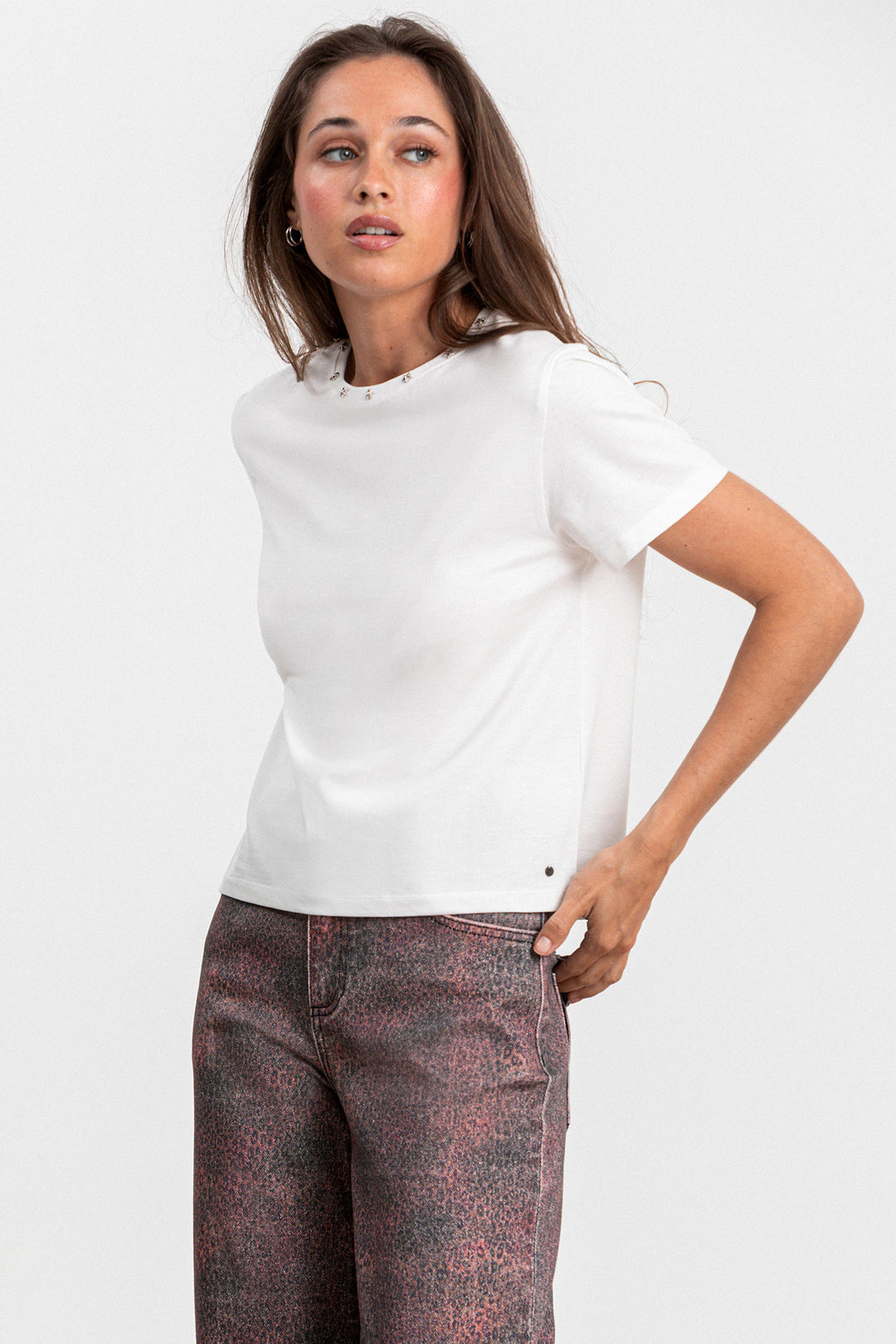 STAR STUDDED COTTON T-SHIRT
