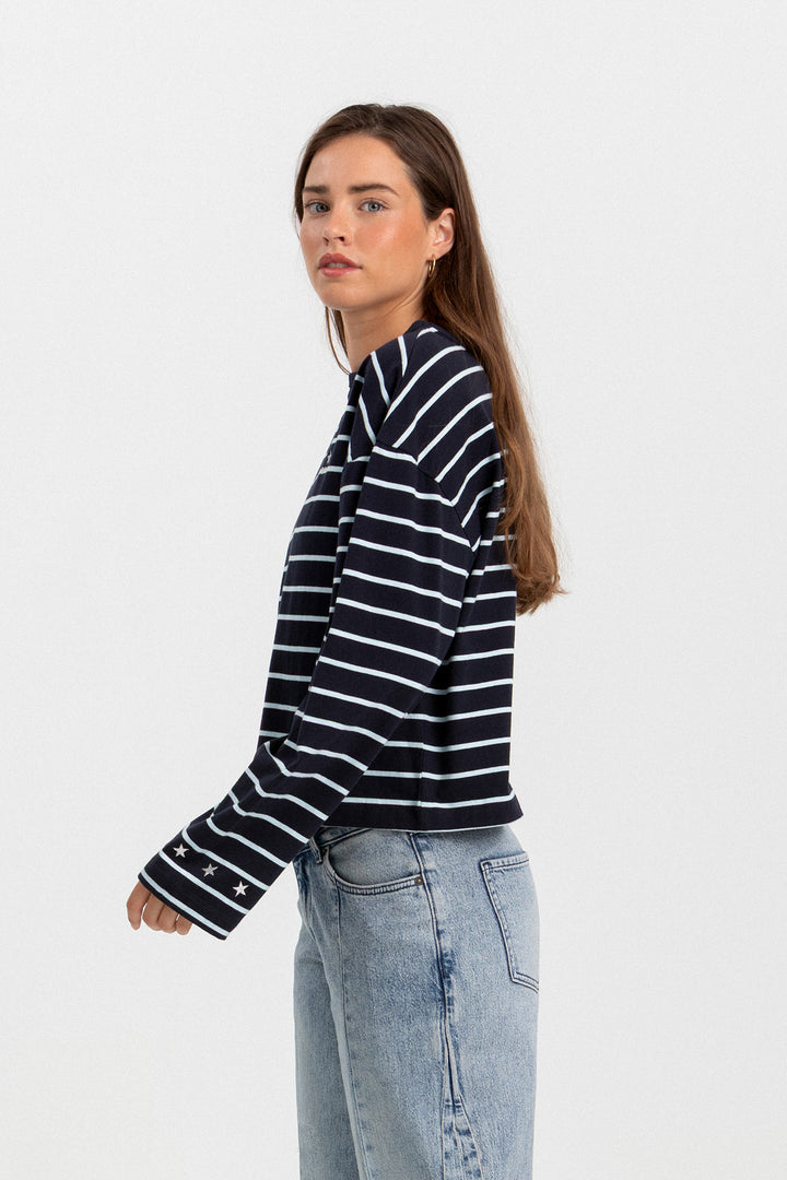 STRIPED T-SHIRT WITH EMBROIDERED STARS