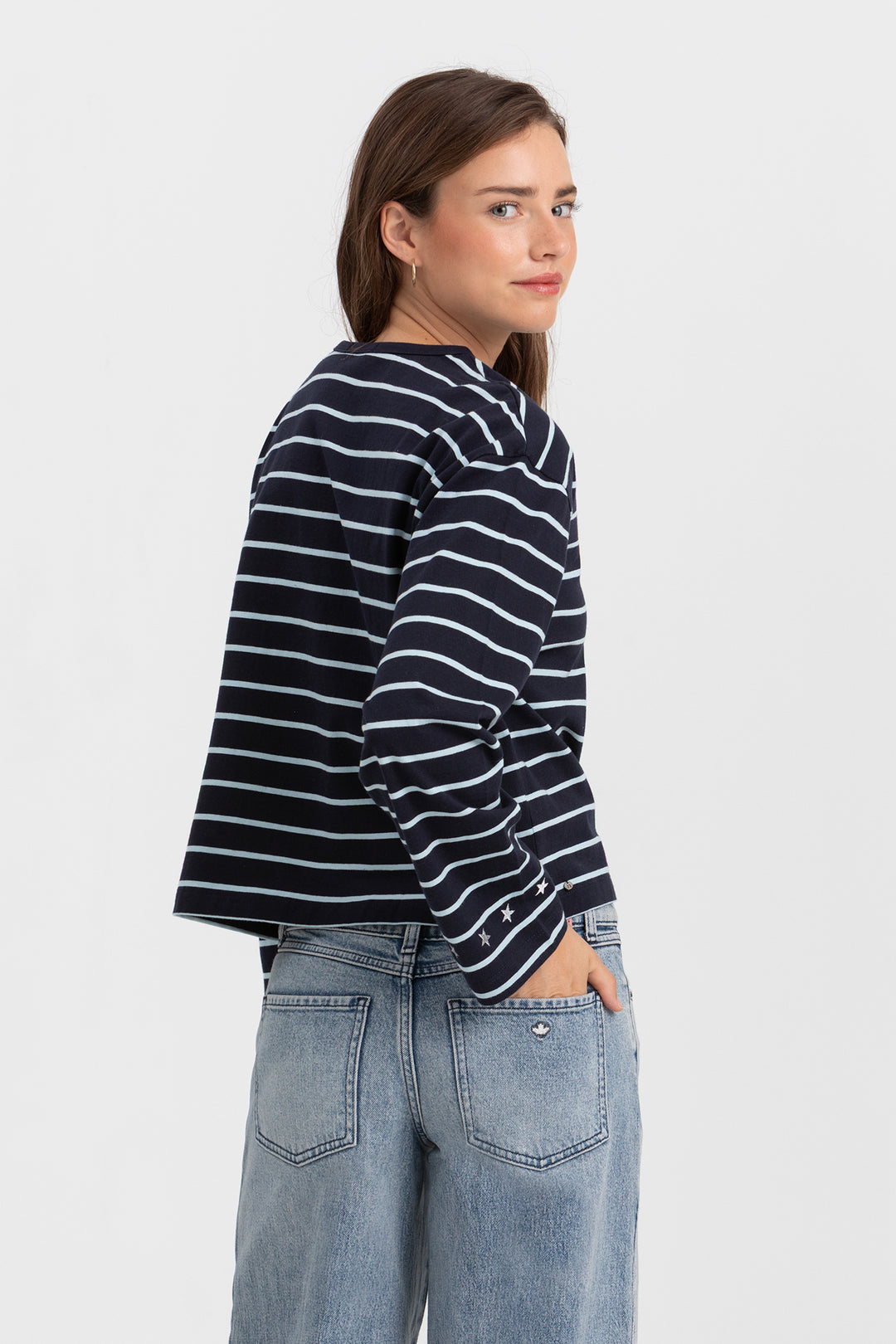 STRIPED T-SHIRT WITH EMBROIDERED STARS