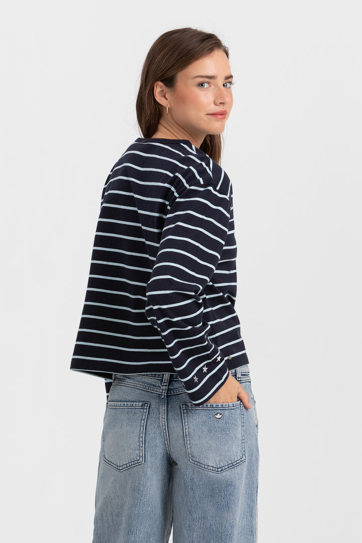 STRIPED T-SHIRT WITH EMBROIDERED STARS