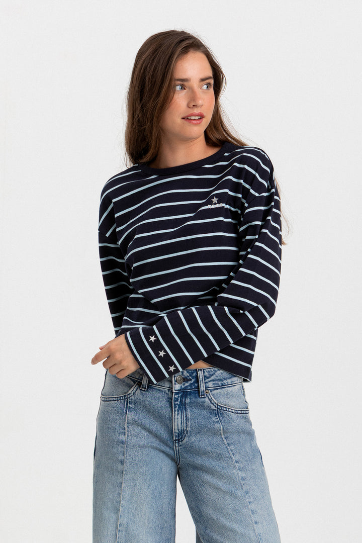 STRIPED T-SHIRT WITH EMBROIDERED STARS