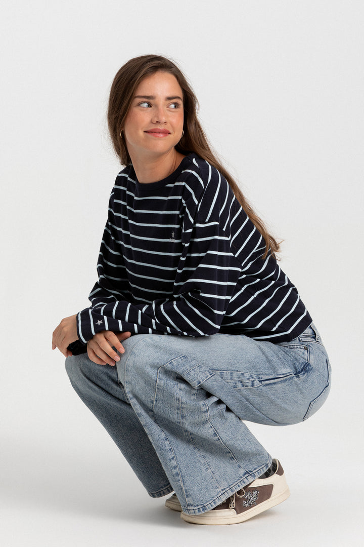 STRIPED T-SHIRT WITH EMBROIDERED STARS