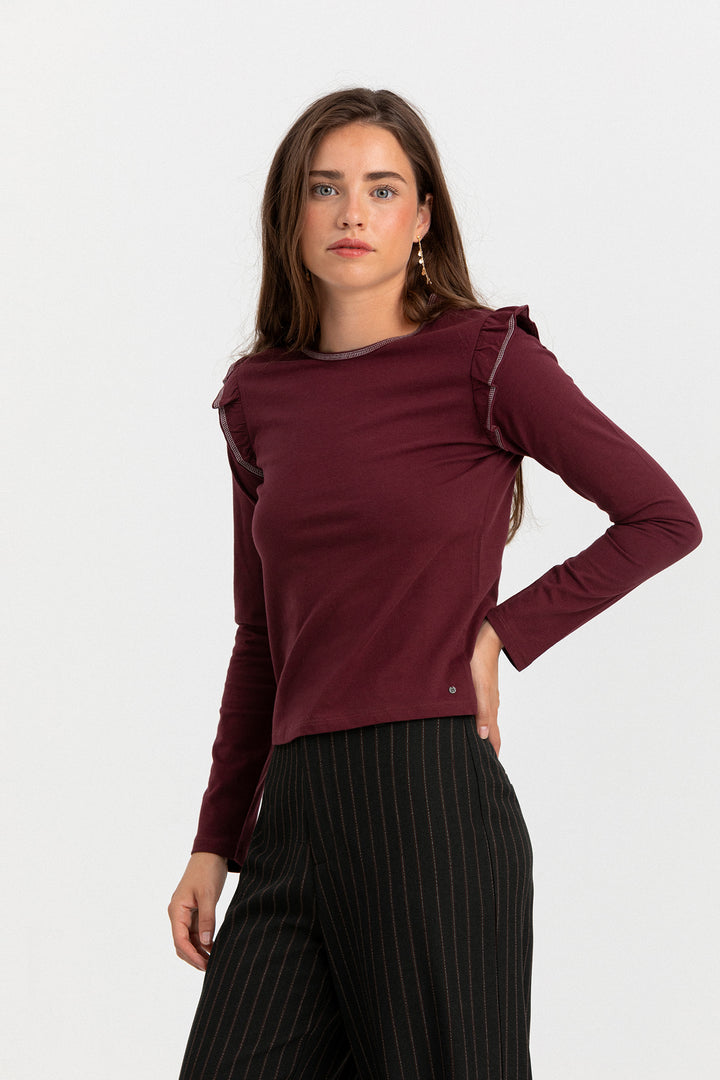RUFFLED LUREX T-SHIRT