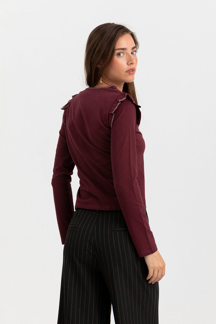 RUFFLED LUREX T-SHIRT