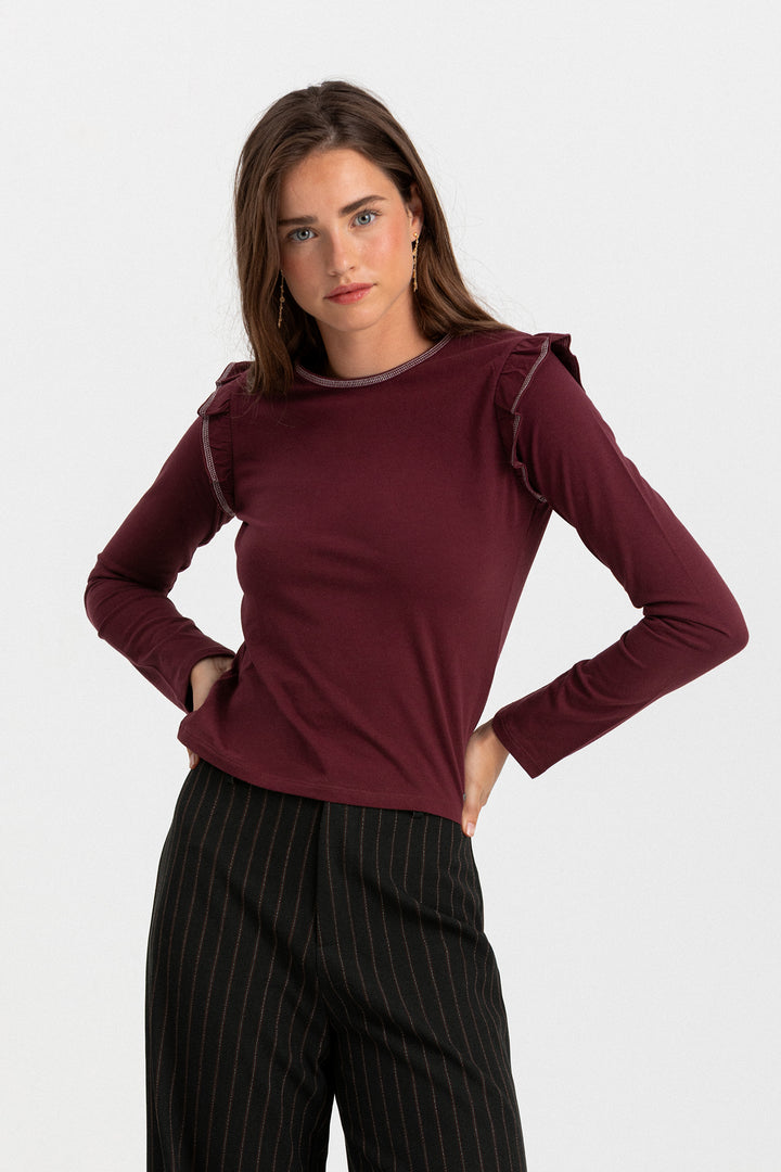 RUFFLED LUREX T-SHIRT
