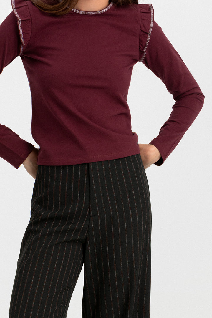 RUFFLED LUREX T-SHIRT