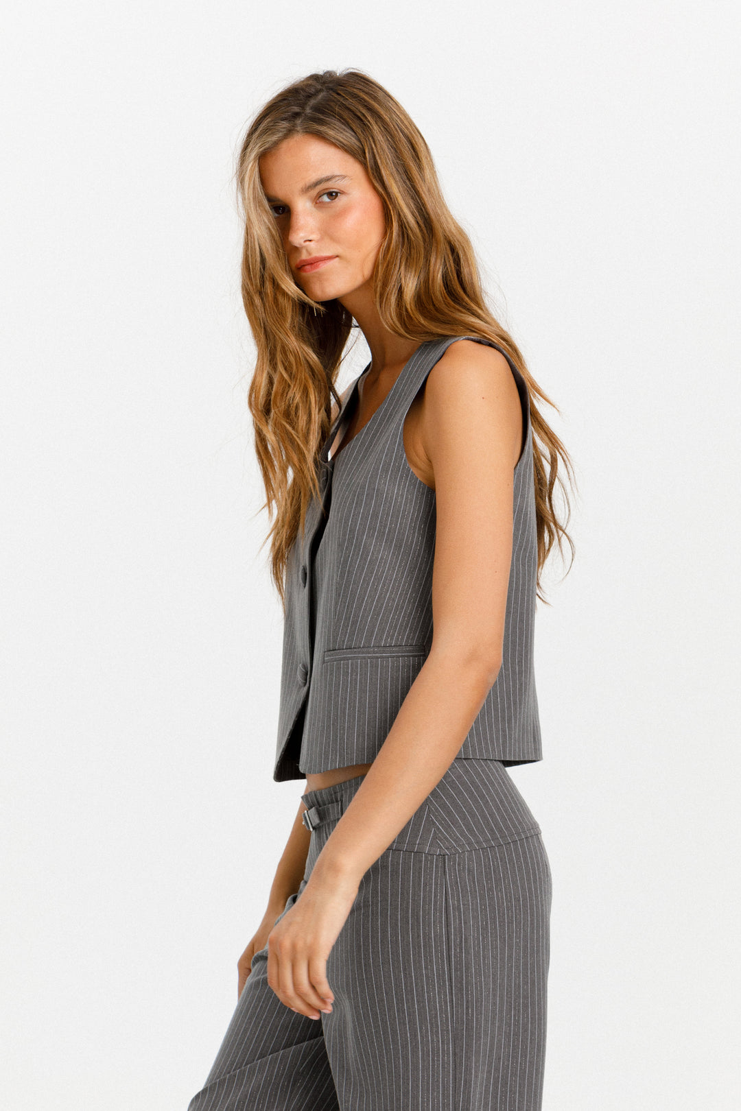 CHALECO RAYAS LUREX