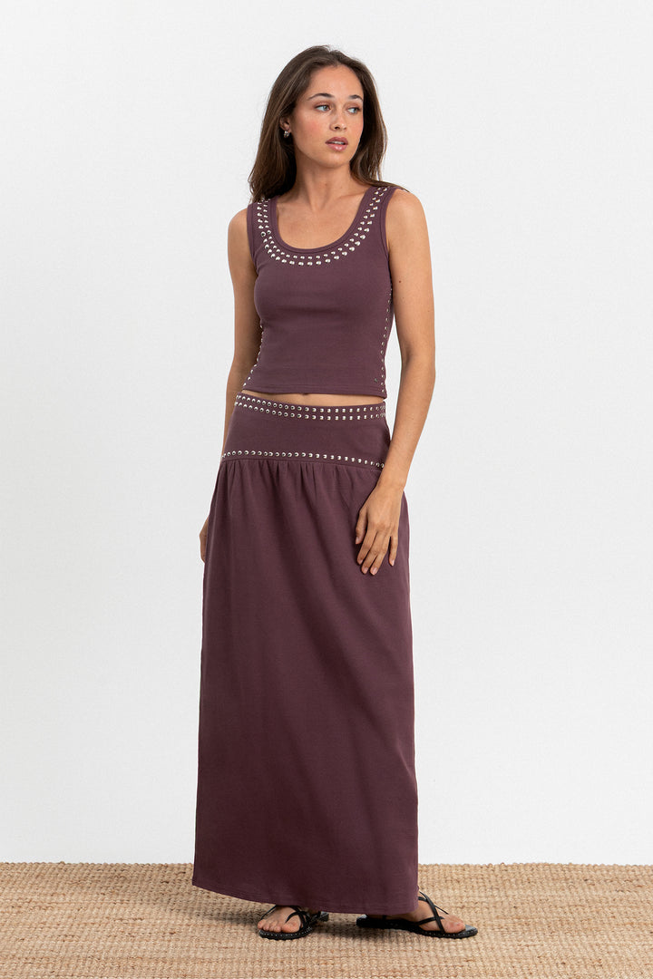 FALDA MIDI ALGODON TACHAS