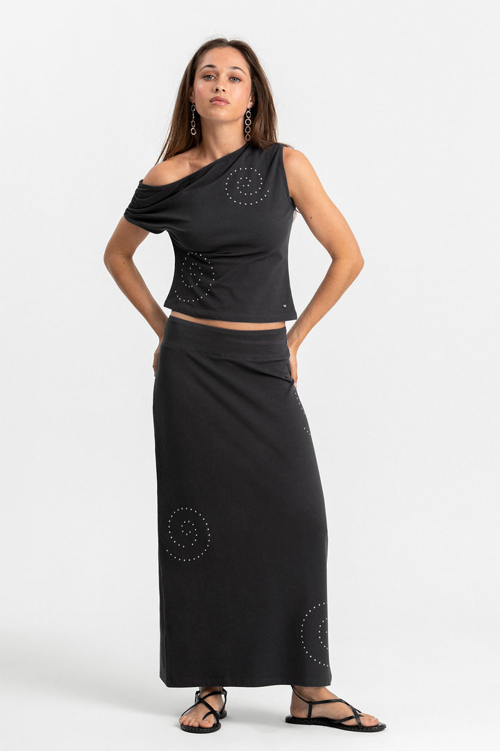 FALDA MIDI TACHAS ESPIRAL