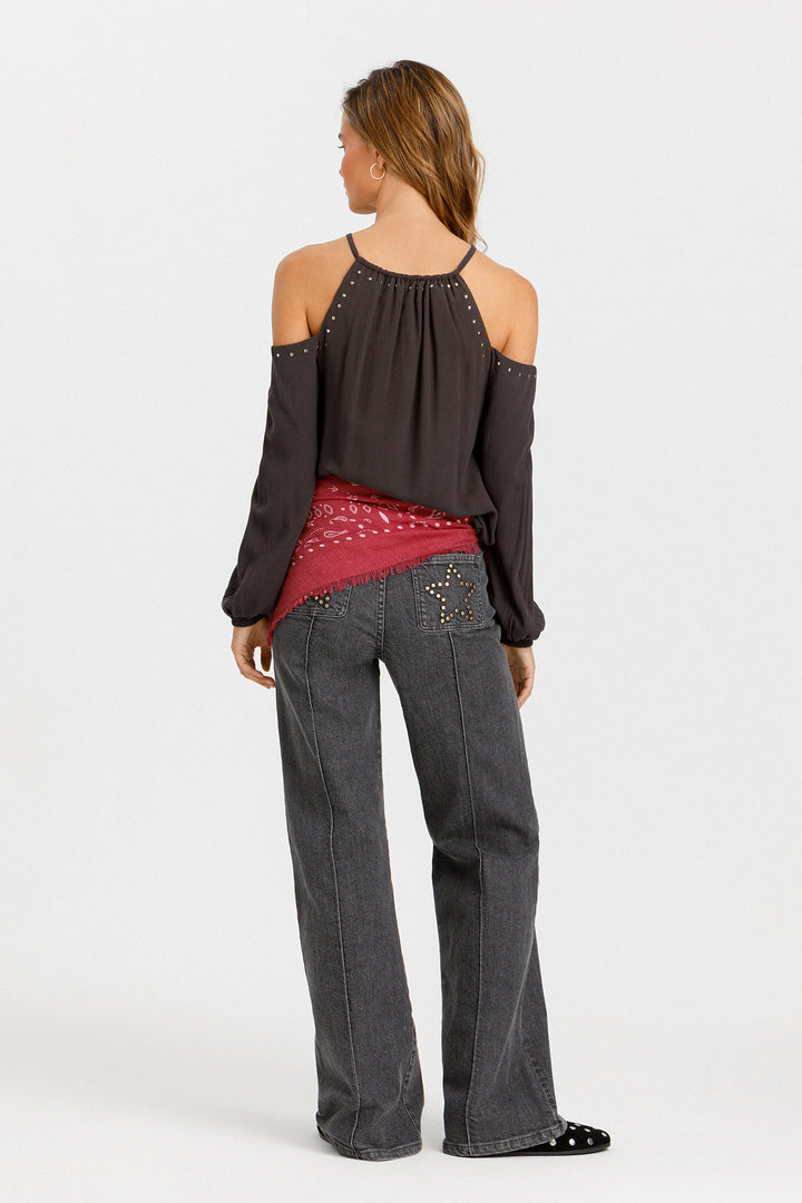 JEANS SEAMS STUDS STAR