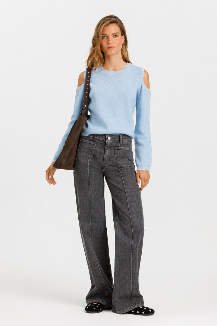 JEANS SEAMS STUDS STAR