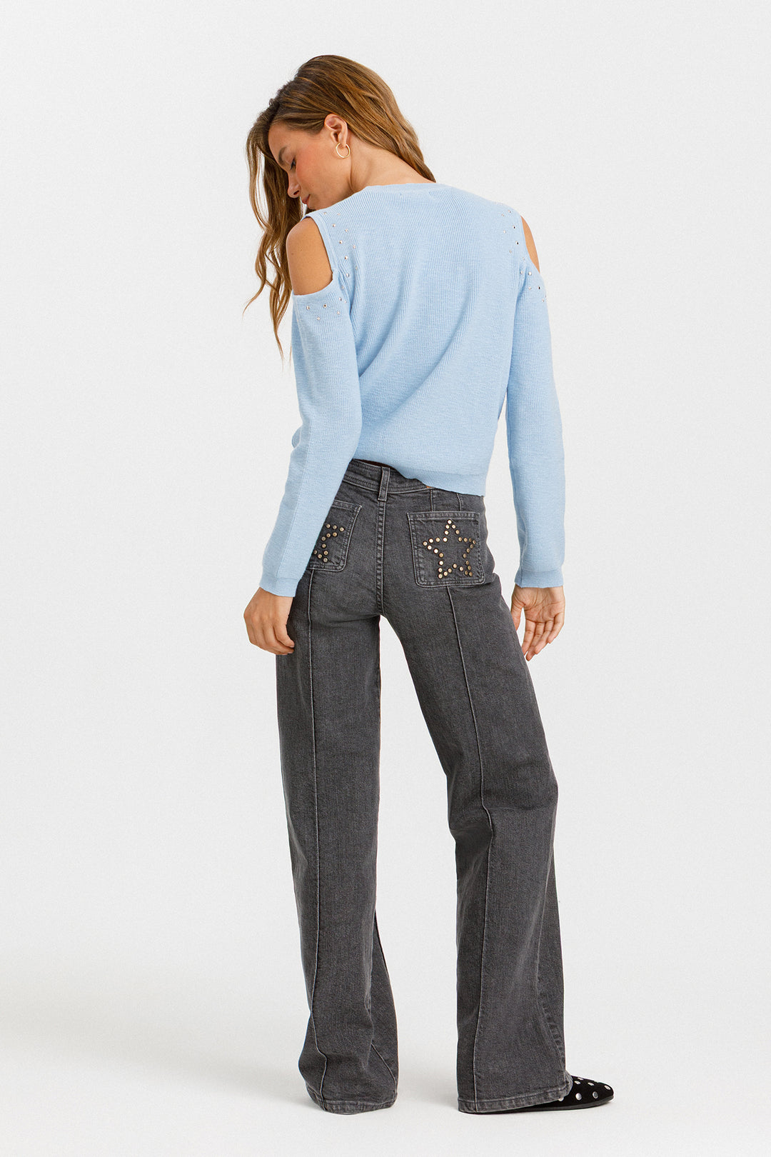 JEANS SEAMS STUDS STAR