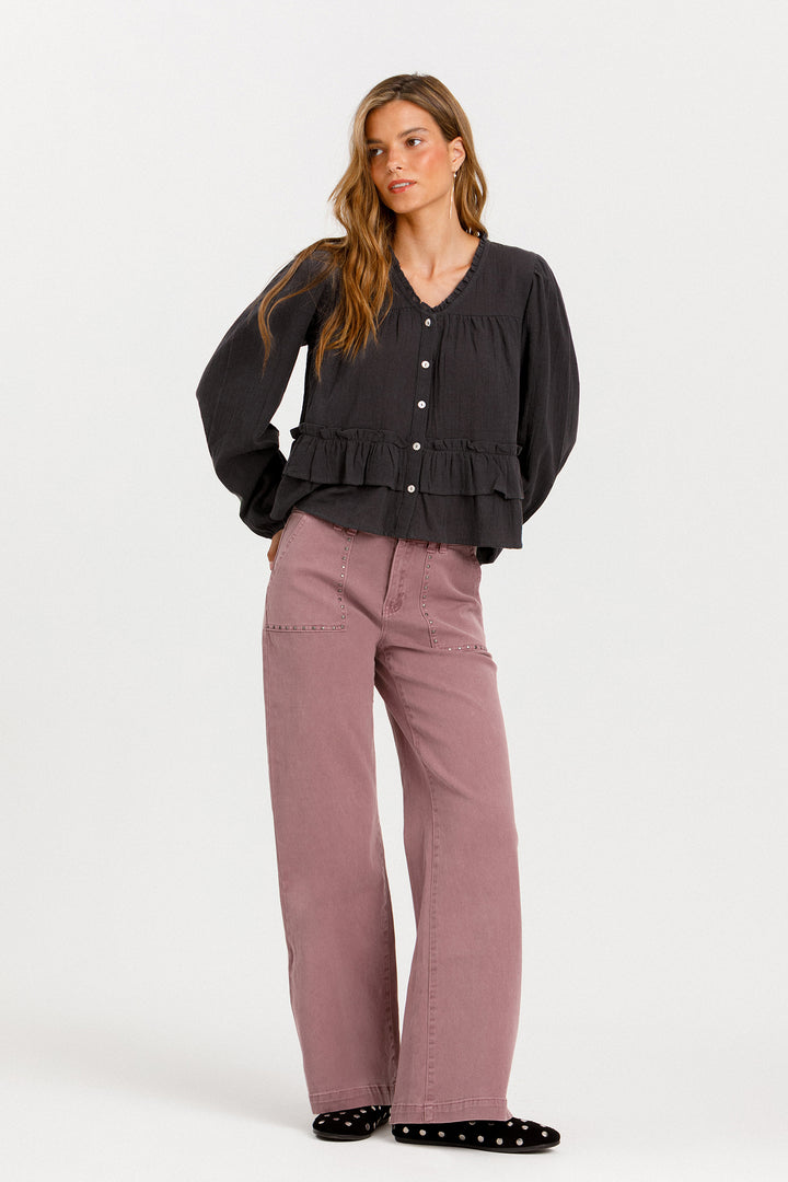 JEANS CULOTTE BOLSILLO TACHAS
