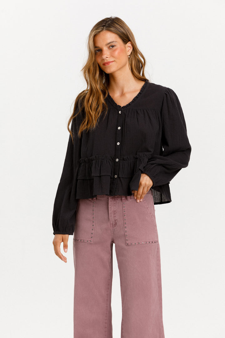JEANS CULOTTE BOLSO APLICAÇÕES