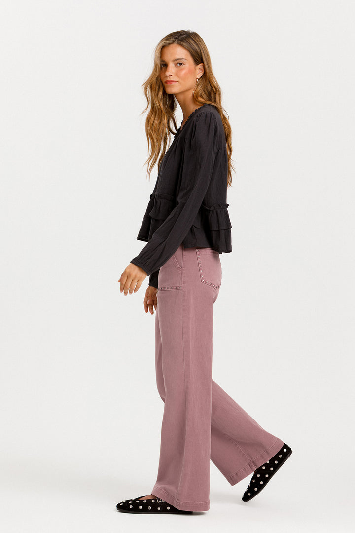 JEANS CULOTTE BOLSO APLICAÇÕES