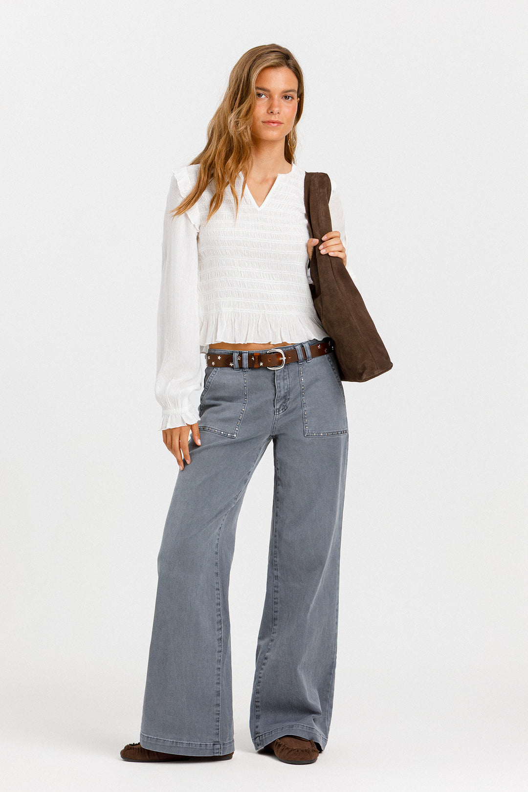 STUDDED POCKET CULOTTE JEANS