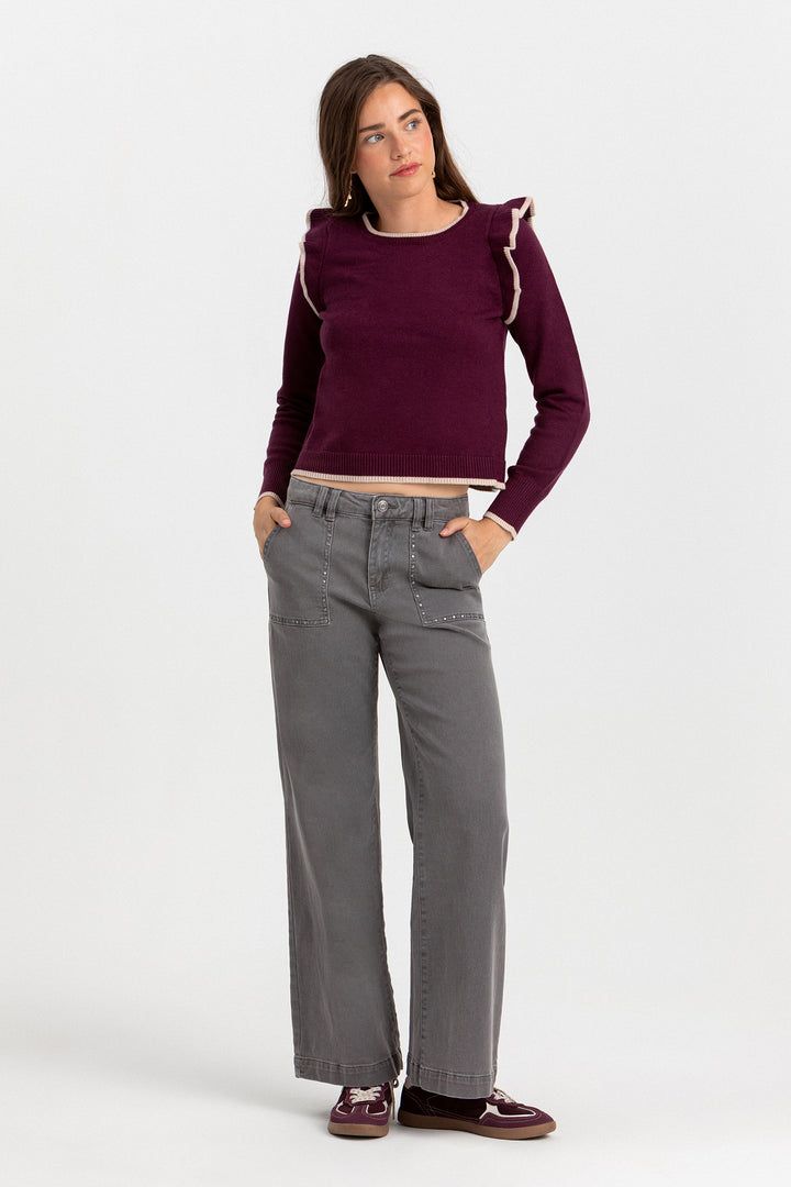 JEANS CULOTTE BOLSILLOS TACHAS
