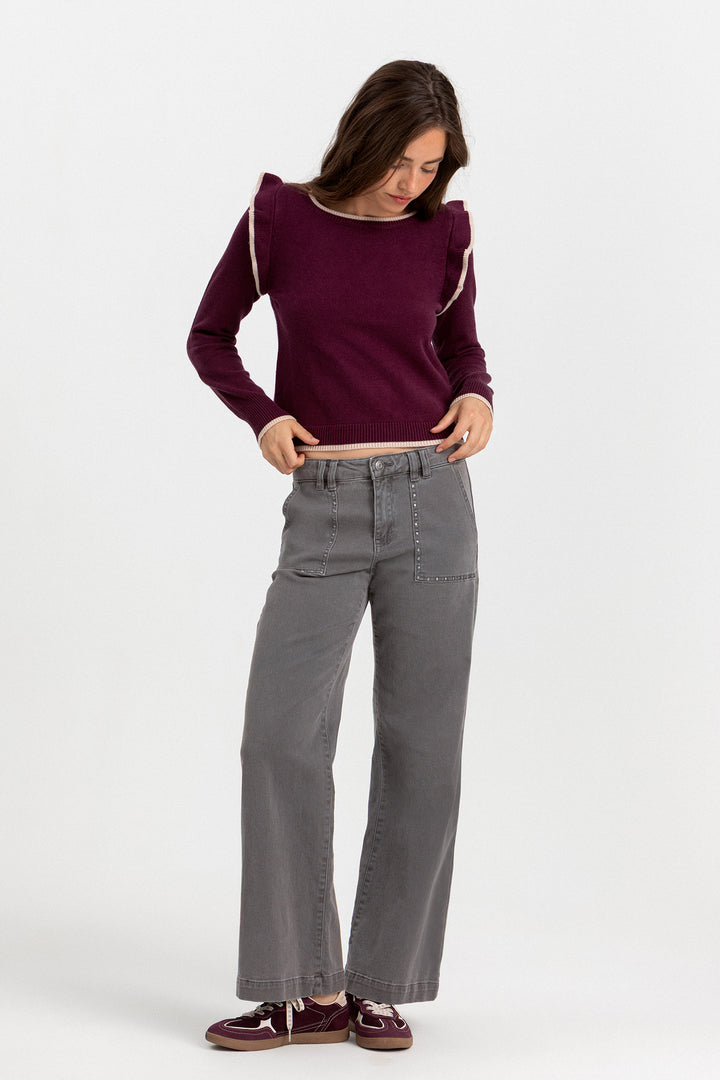 JEANS CULOTTE BOLSILLOS TACHAS