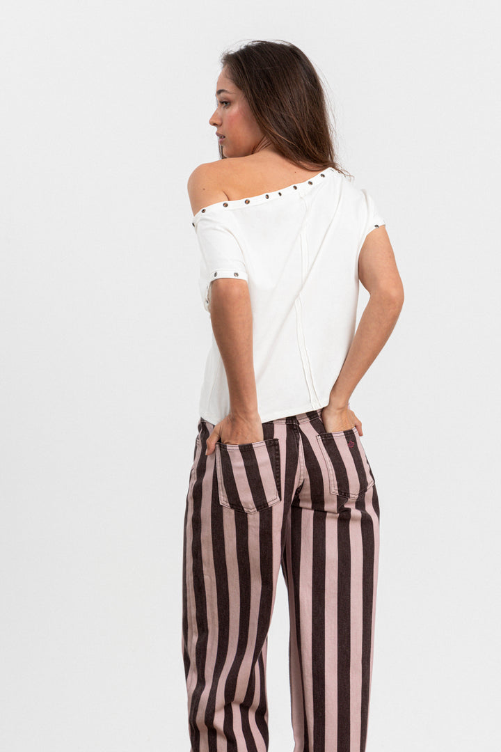 RELAXED STRIPED JEANS