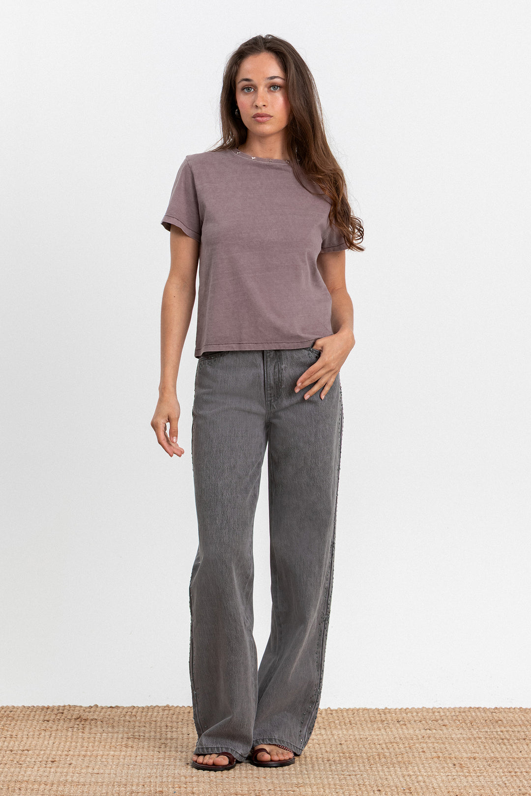 RELAXED FIT JEANS WITH SIDE STUDS