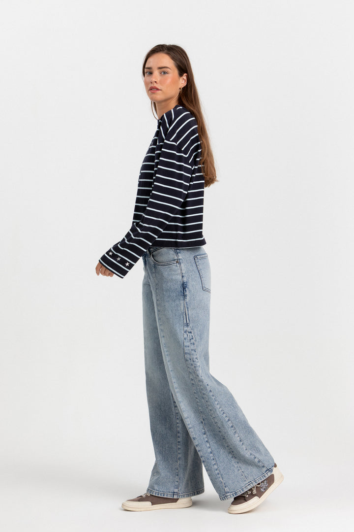 JEANS WIDELEG CORTES DENIM