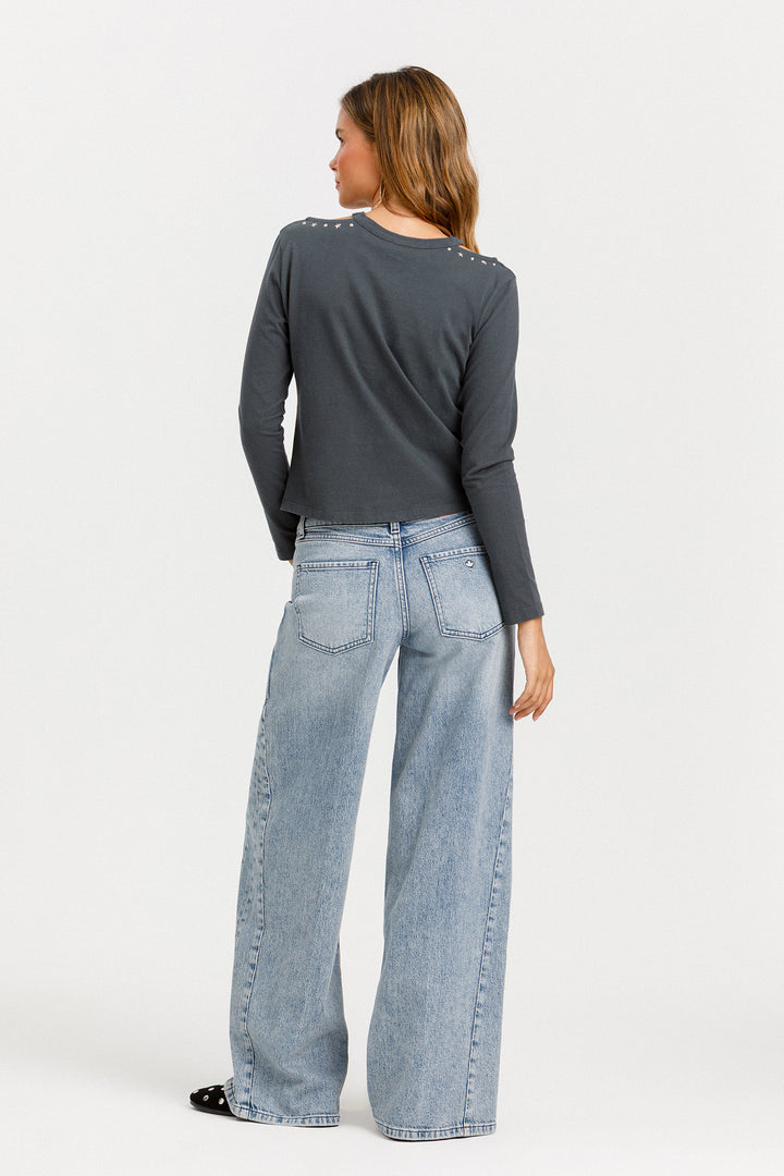 JEANS WIDELEG CORTES DENIM
