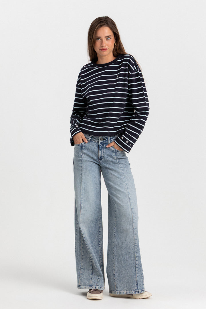 JEANS WIDELEG CORTES DENIM