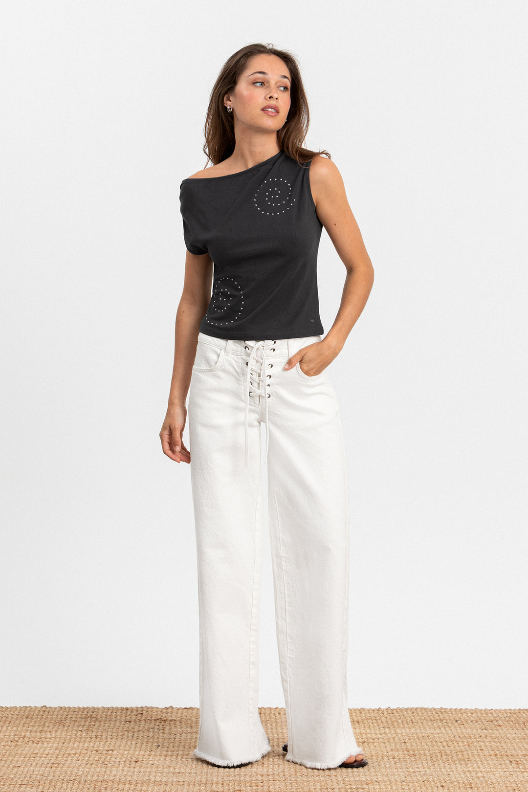 JEANS WIDELEG LAZADA DETALLE CUERDAS