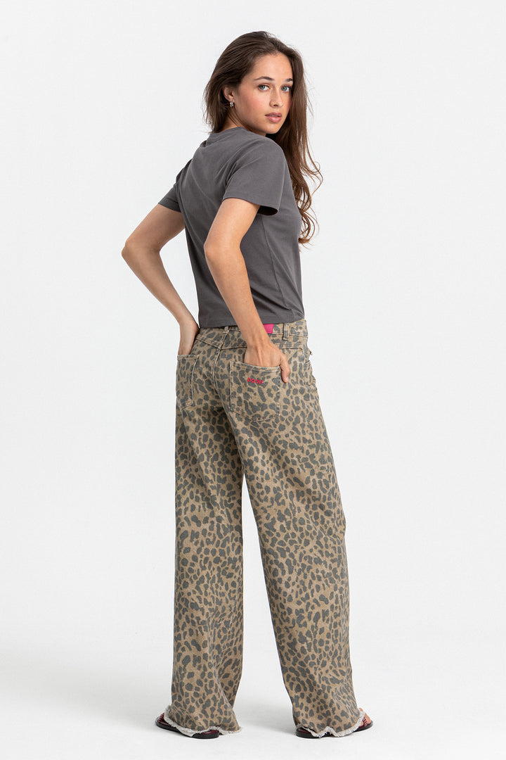 JEANS WIDELEG LAZADA LEOPARDO