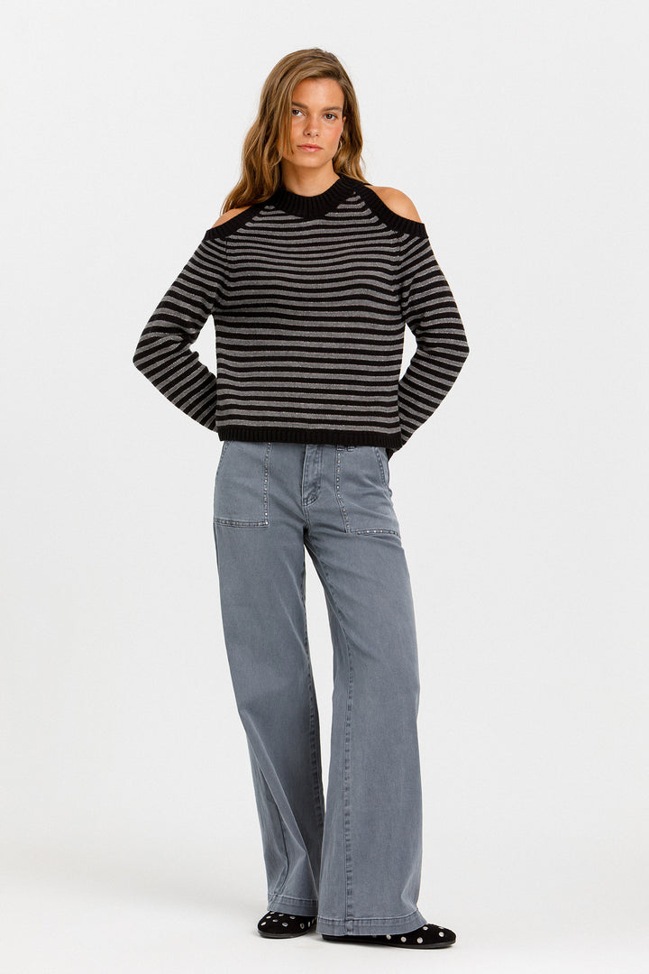 STRIPED SLIT JUMPER