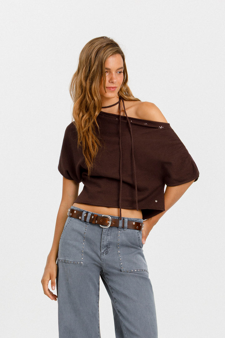 TIE STUD JERSEY TOP