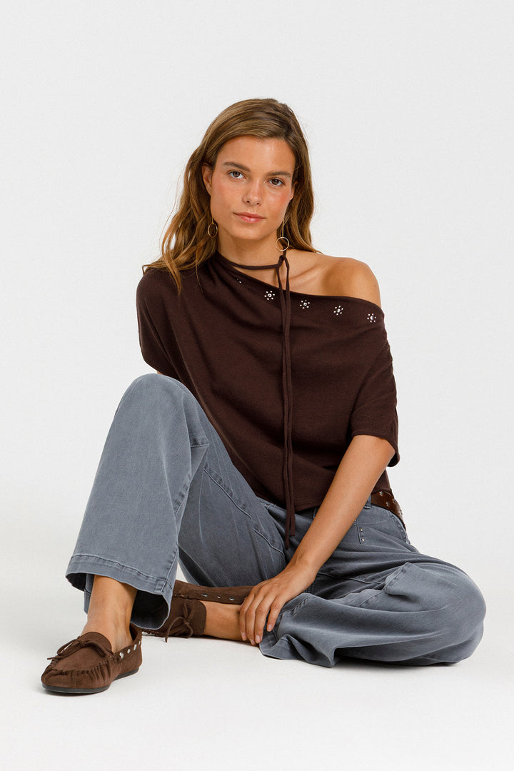 TIE STUD JERSEY TOP