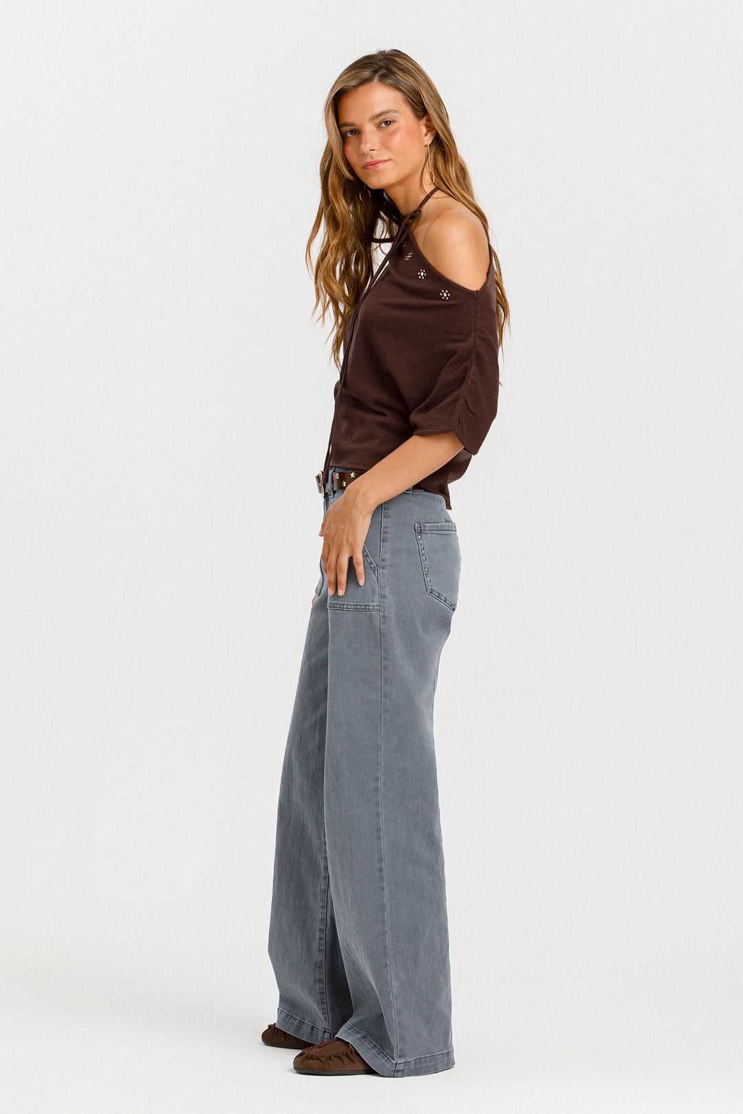TIE STUD JERSEY TOP
