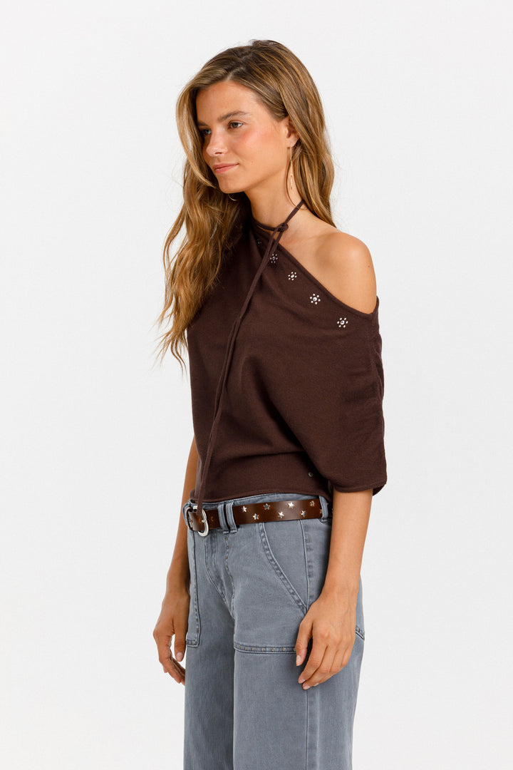 TIE STUD JERSEY TOP