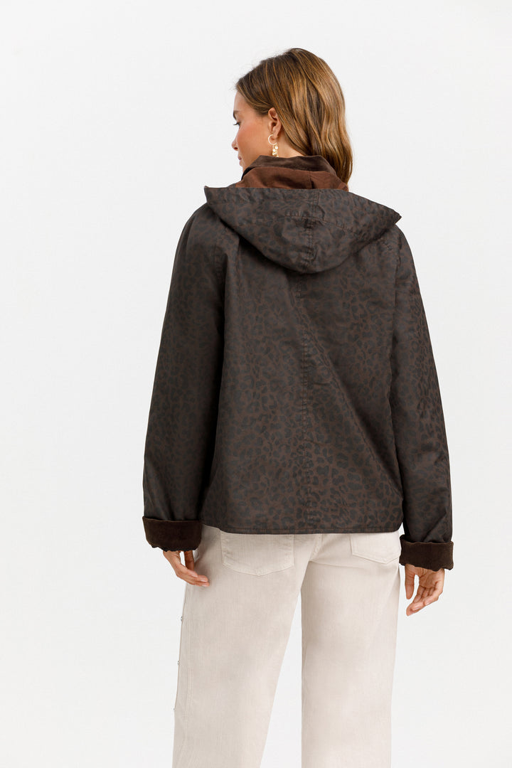 PARKA IMPERMEABLE CAPUCHA LEOPARDO