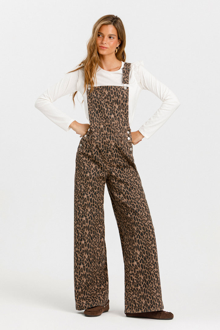 LEOPARD RELAXED FIT DUNGAREES